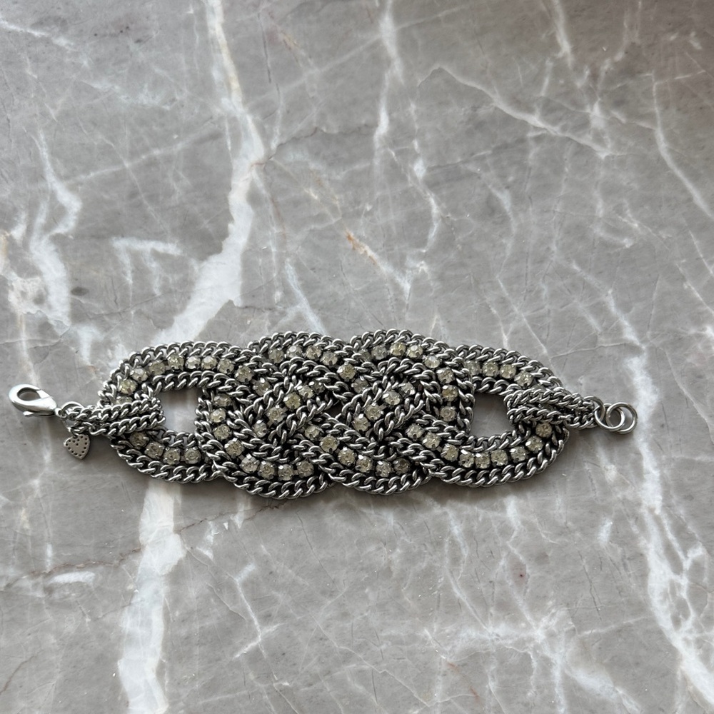 Stella & Dot Woven Chain Statement Bracelet in Silver